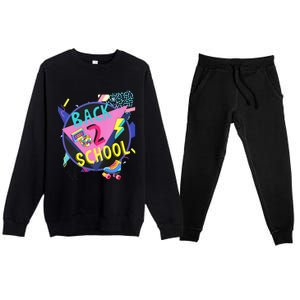 Back To School 90s Teacher Back 2 School 1st Day Of School Premium Crewneck Sweatsuit Set