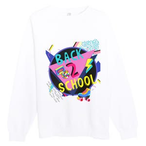 Back To School 90s Teacher Back 2 School 1st Day Of School Premium Crewneck Sweatshirt