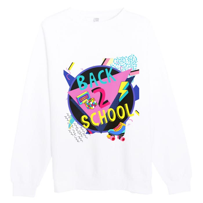 Back To School 90s Teacher Back 2 School 1st Day Of School Premium Crewneck Sweatshirt