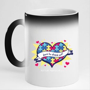 Born To Stand Out! Cute Gift Autism Awareness Quote Proud Autistic Gift 11oz Black Color Changing Mug