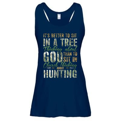 Better To Sit In A Tree Thinking About God Hunting Ladies Essential Flowy Tank