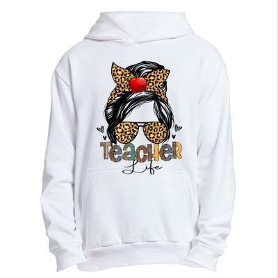 Back To School Teacher Life Messy Bun Leopard Teacher Women Urban Pullover Hoodie