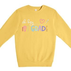 Back To School Oh Hey 1st Grade Teachers Women Student Premium Crewneck Sweatshirt