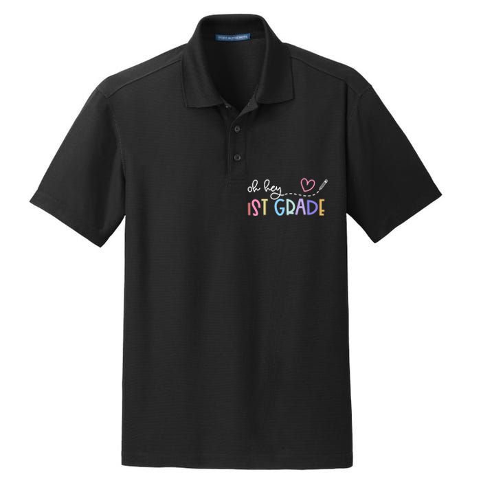 Back To School Oh Hey 1st Grade Teachers Women Student Dry Zone Grid Polo