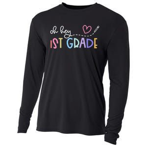 Back To School Oh Hey 1st Grade Teachers Women Student Cooling Performance Long Sleeve Crew