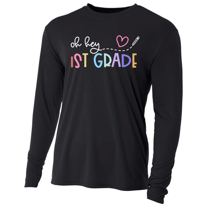 Back To School Oh Hey 1st Grade Teachers Women Student Cooling Performance Long Sleeve Crew