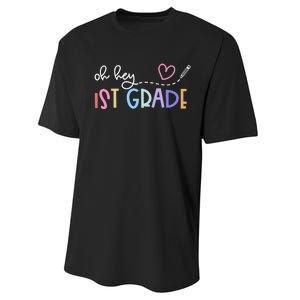 Back To School Oh Hey 1st Grade Teachers Women Student Performance Sprint T-Shirt