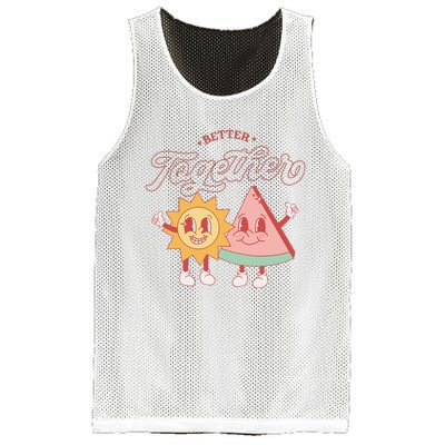 Better Together Sun And Watermelon Funny Summer Vacation Mesh Reversible Basketball Jersey Tank