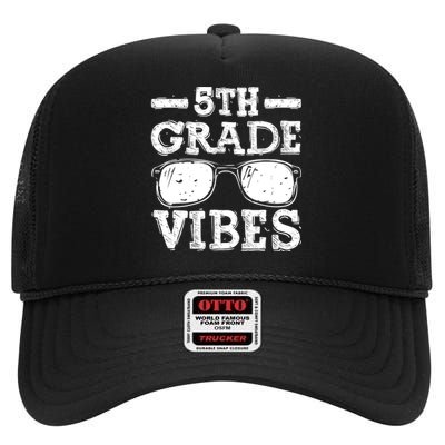 Back To School 5th Grade Vibes, First Day Teacher High Crown Mesh Back Trucker Hat