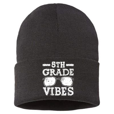 Back To School 5th Grade Vibes, First Day Teacher Sustainable Knit Beanie