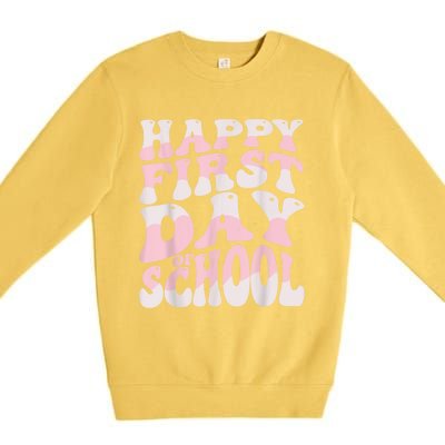 Back To School Happy First Day Of School Teacher Student Premium Crewneck Sweatshirt