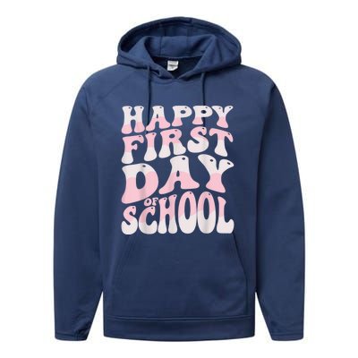 Back To School Happy First Day Of School Teacher Student Performance Fleece Hoodie