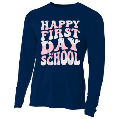 Back To School Happy First Day Of School Teacher Student Cooling Performance Long Sleeve Crew