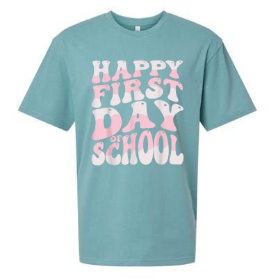 Back To School Happy First Day Of School Teacher Student Sueded Cloud Jersey T-Shirt