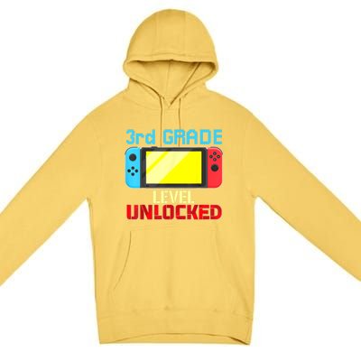 Back To School Video Gamer 3rd Grade Level Unlocked Boy Kids Premium Pullover Hoodie