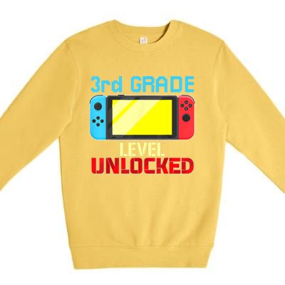 Back To School Video Gamer 3rd Grade Level Unlocked Boy Kids Premium Crewneck Sweatshirt