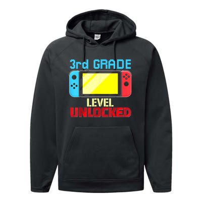 Back To School Video Gamer 3rd Grade Level Unlocked Boy Kids Performance Fleece Hoodie