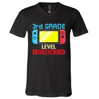 Back To School Video Gamer 3rd Grade Level Unlocked Boy Kids V-Neck T-Shirt