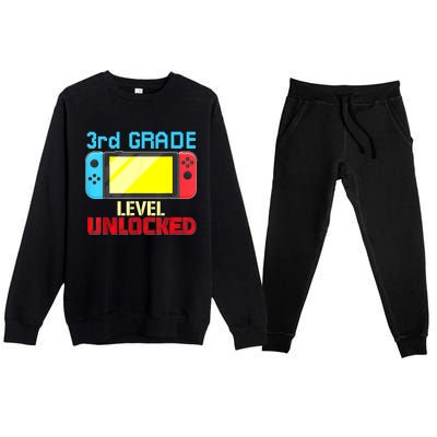 Back To School Video Gamer 3rd Grade Level Unlocked Boy Kids Premium Crewneck Sweatsuit Set