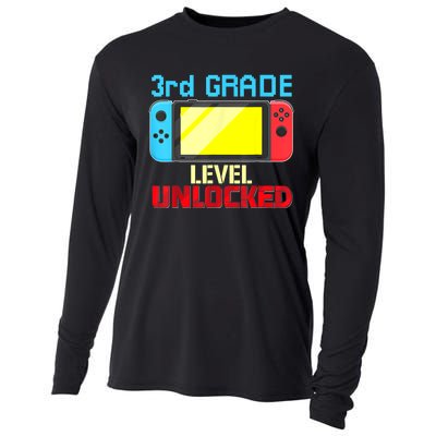 Back To School Video Gamer 3rd Grade Level Unlocked Boy Kids Cooling Performance Long Sleeve Crew