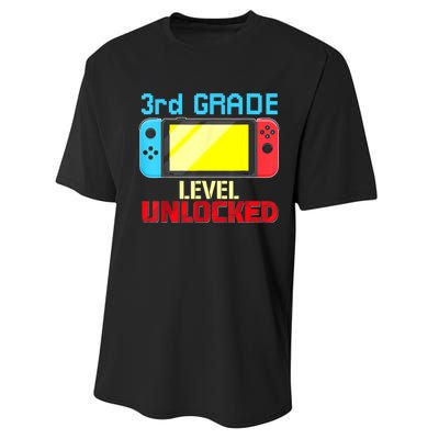 Back To School Video Gamer 3rd Grade Level Unlocked Boy Kids Performance Sprint T-Shirt