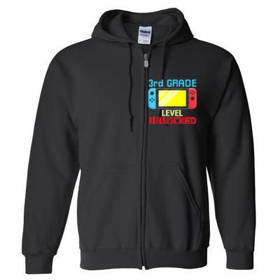 Back To School Video Gamer 3rd Grade Level Unlocked Boy Kids Full Zip Hoodie