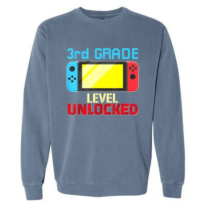 Back To School Video Gamer 3rd Grade Level Unlocked Boy Kids Garment-Dyed Sweatshirt