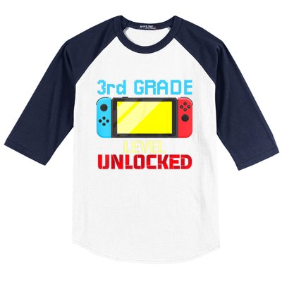 Back To School Video Gamer 3rd Grade Level Unlocked Boy Kids Baseball Sleeve Shirt