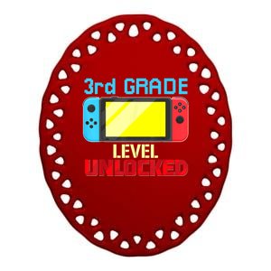 Back To School Video Gamer 3rd Grade Level Unlocked Boy Kids Ceramic Oval Ornament