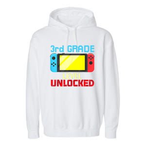 Back To School Video Gamer 3rd Grade Level Unlocked Boy Kids Garment-Dyed Fleece Hoodie