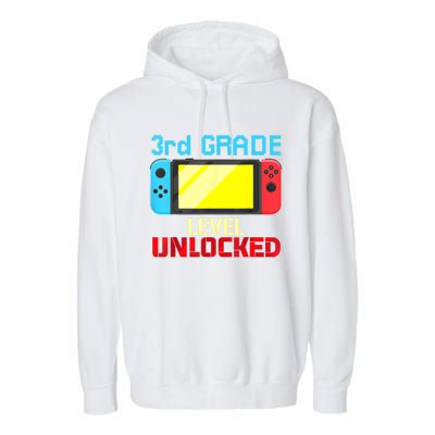 Back To School Video Gamer 3rd Grade Level Unlocked Boy Kids Garment-Dyed Fleece Hoodie