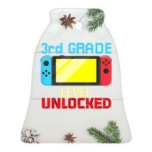 Back To School Video Gamer 3rd Grade Level Unlocked Boy Kids Ceramic Bell Ornament