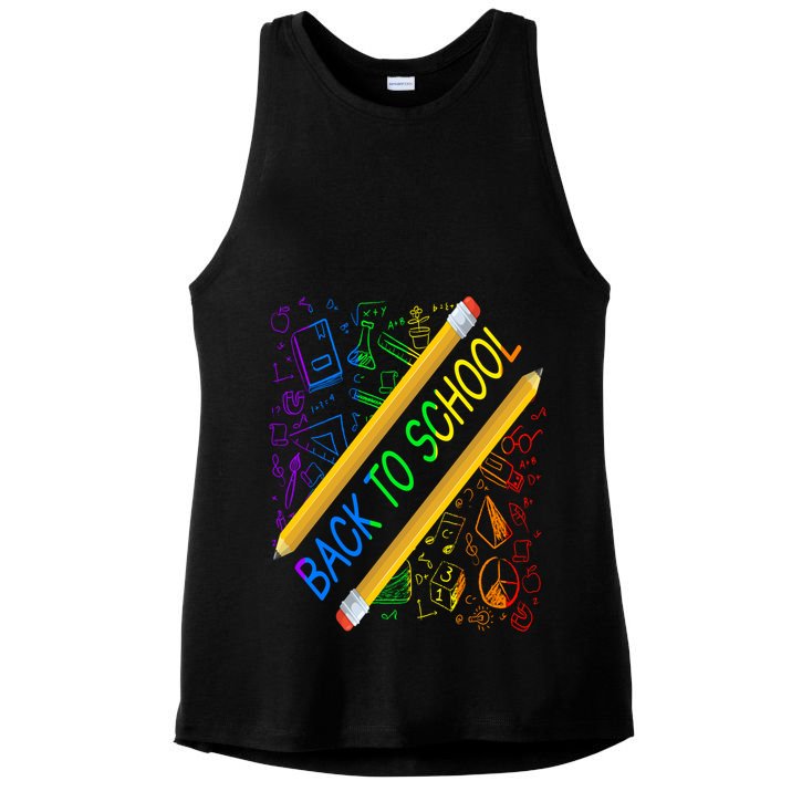 Back To School Happy First Day Of School Teachers Gift Ladies PosiCharge Tri-Blend Wicking Tank