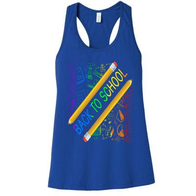 Back To School Happy First Day Of School Teachers Gift Women's Racerback Tank