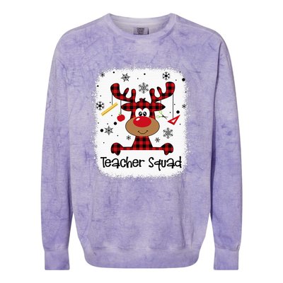 Bleached Teacher Squad Reindeer Funny Teacher Christmas Xmas Colorblast Crewneck Sweatshirt