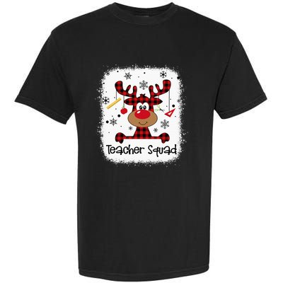 Bleached Teacher Squad Reindeer Funny Teacher Christmas Xmas Garment-Dyed Heavyweight T-Shirt