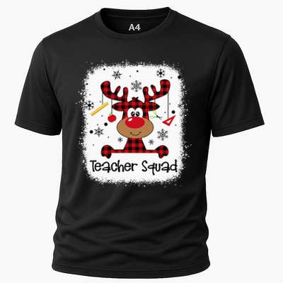 Bleached Teacher Squad Reindeer Funny Teacher Christmas Xmas Cooling Performance Crew T-Shirt