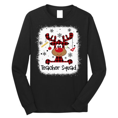 Bleached Teacher Squad Reindeer Funny Teacher Christmas Xmas Long Sleeve Shirt