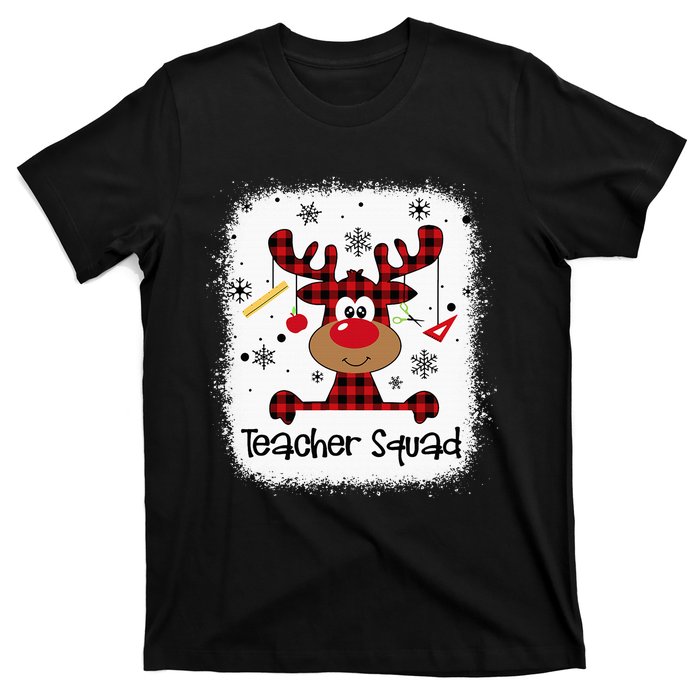 Bleached Teacher Squad Reindeer Funny Teacher Christmas Xmas T-Shirt