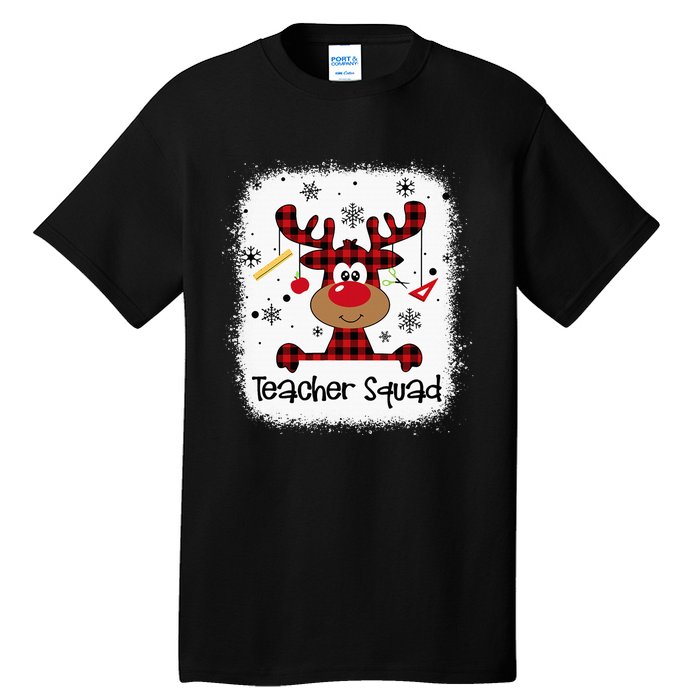 Bleached Teacher Squad Reindeer Funny Teacher Christmas Xmas Tall T-Shirt