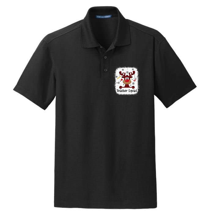 Bleached Teacher Squad Reindeer Funny Teacher Christmas Xmas Dry Zone Grid Polo