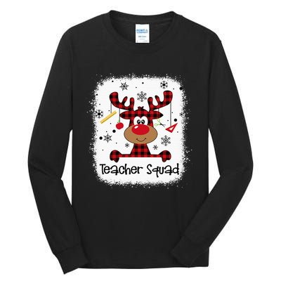 Bleached Teacher Squad Reindeer Funny Teacher Christmas Xmas Tall Long Sleeve T-Shirt