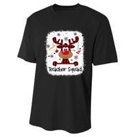 Bleached Teacher Squad Reindeer Funny Teacher Christmas Xmas Performance Sprint T-Shirt