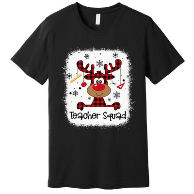 Bleached Teacher Squad Reindeer Funny Teacher Christmas Xmas Premium T-Shirt