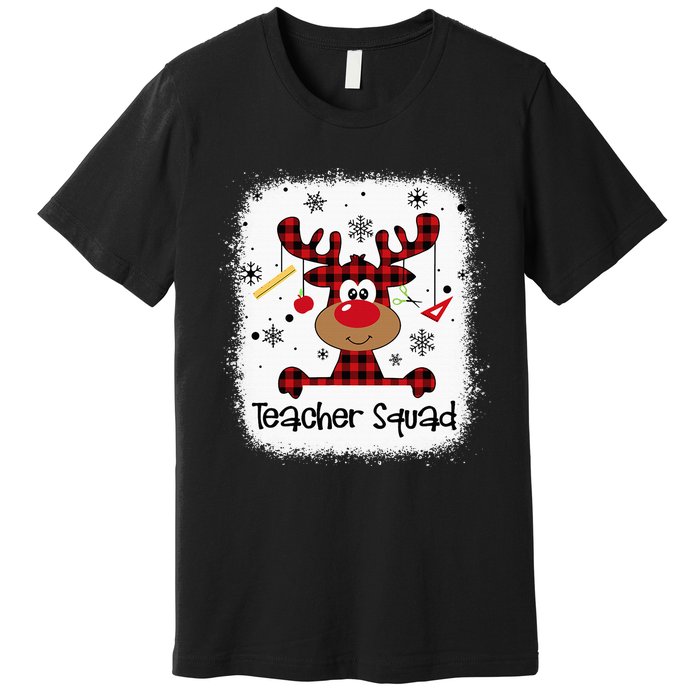 Bleached Teacher Squad Reindeer Funny Teacher Christmas Xmas Premium T-Shirt