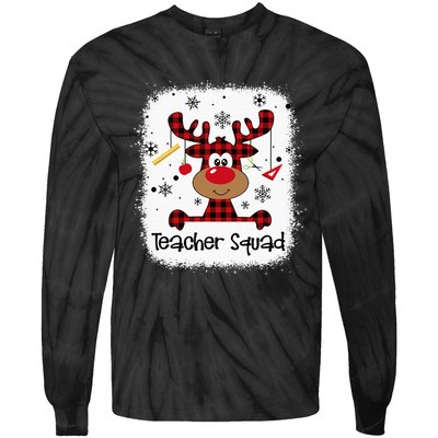 Bleached Teacher Squad Reindeer Funny Teacher Christmas Xmas Tie-Dye Long Sleeve Shirt