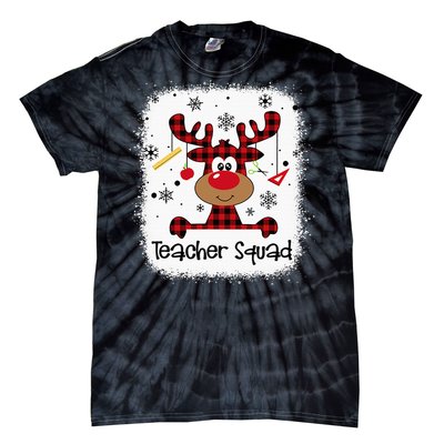 Bleached Teacher Squad Reindeer Funny Teacher Christmas Xmas Tie-Dye T-Shirt