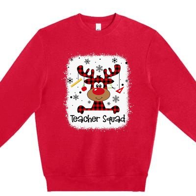 Bleached Teacher Squad Reindeer Funny Teacher Christmas Xmas Premium Crewneck Sweatshirt