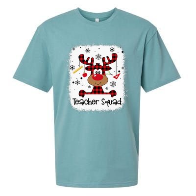 Bleached Teacher Squad Reindeer Funny Teacher Christmas Xmas Sueded Cloud Jersey T-Shirt