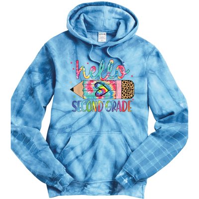 Back To School Hello Second 2nd Grade Leopard Tie Dye Pencil Tie Dye Hoodie